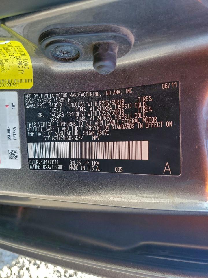 2011 Toyota Sienna Le VIN: 5TDJK3DC1BS025672 Lot: 95203595