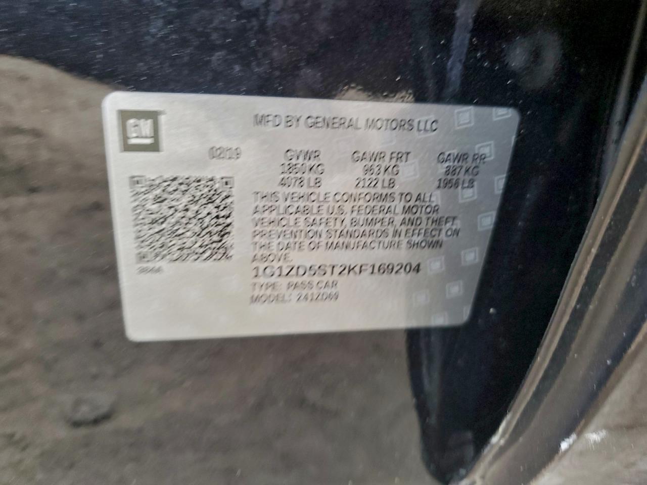 2019 Chevrolet Malibu Lt VIN: 1G1ZD5ST2KF169204 Lot: 94410365