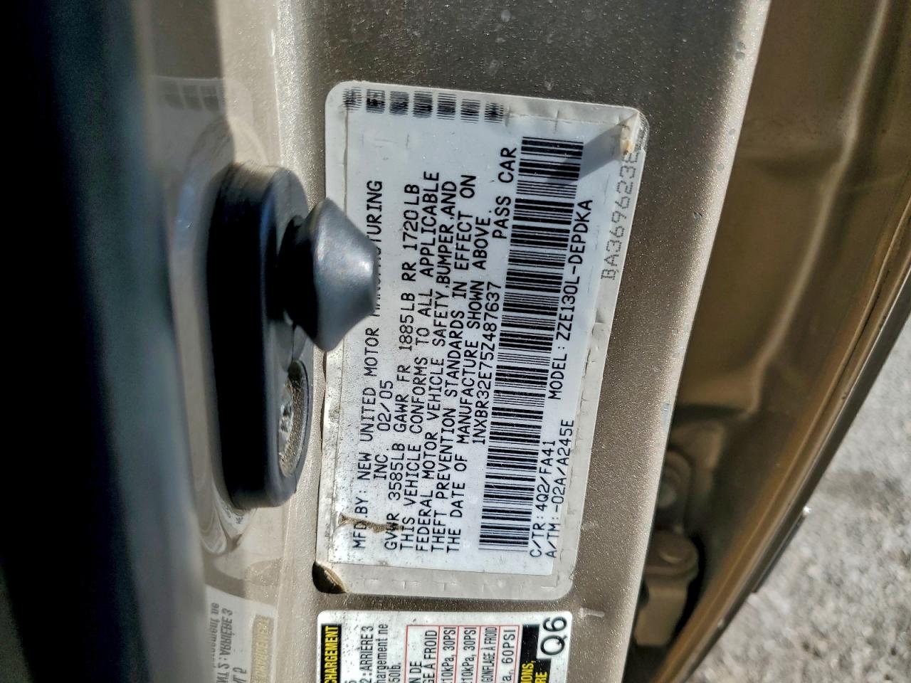 2005 Toyota Corolla Ce VIN: 1NXBR32E75Z487637 Lot: 96214865