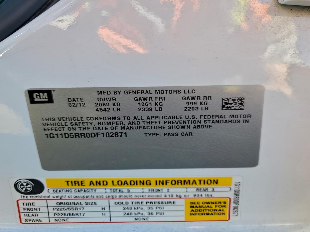 2013 Chevrolet Malibu 1Lt VIN: 1G11D5RR0DF102871 Lot: 95103915