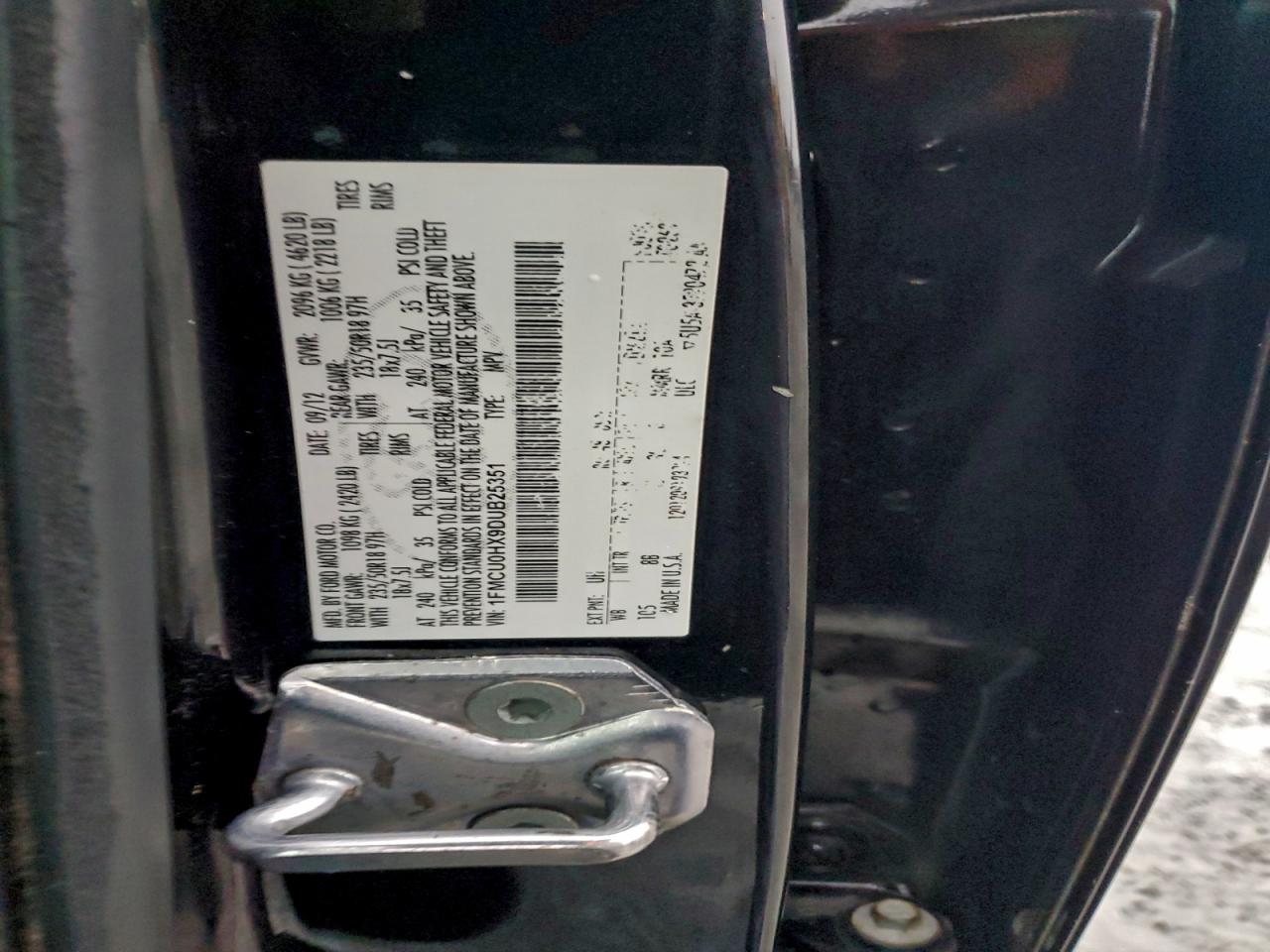 2013 Ford Escape Sel VIN: 1FMCU0HX9DUB25351 Lot: 95933845