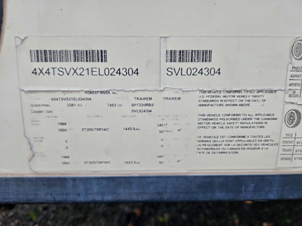 2014 Foresriver Surveyor VIN: 4X4TSVX21EL024304 Lot: 90526495