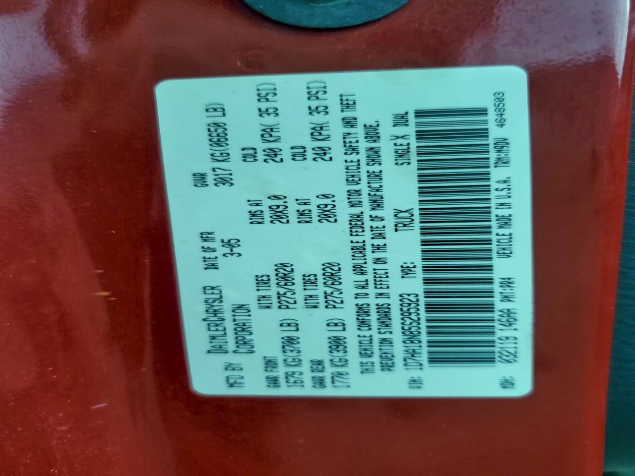 2005 Dodge Ram 1500 St VIN: 1D7HA18N85S295923 Lot: 96217415