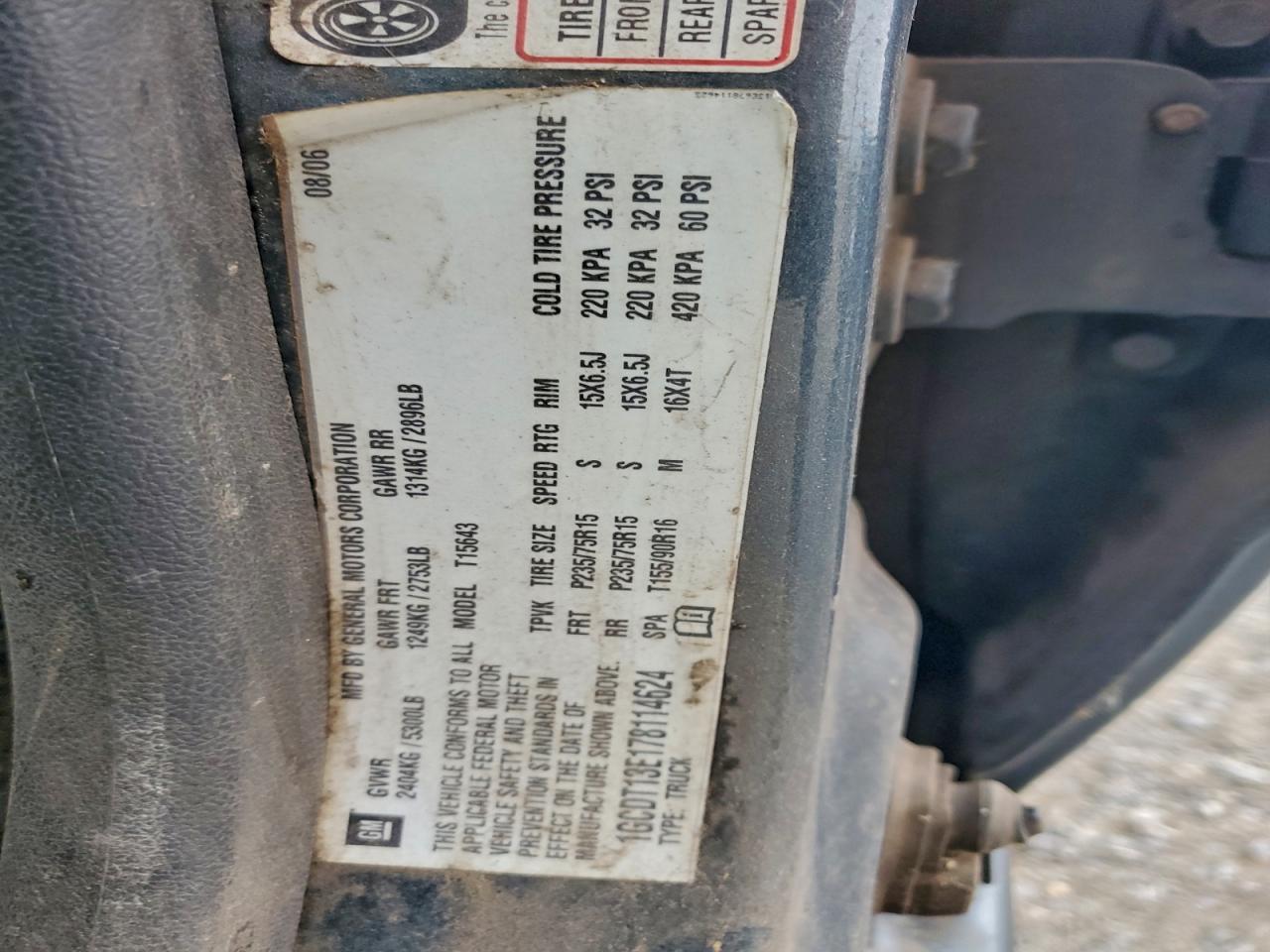 2007 Chevrolet Colorado VIN: 1GCDT13E178114624 Lot: 96428185