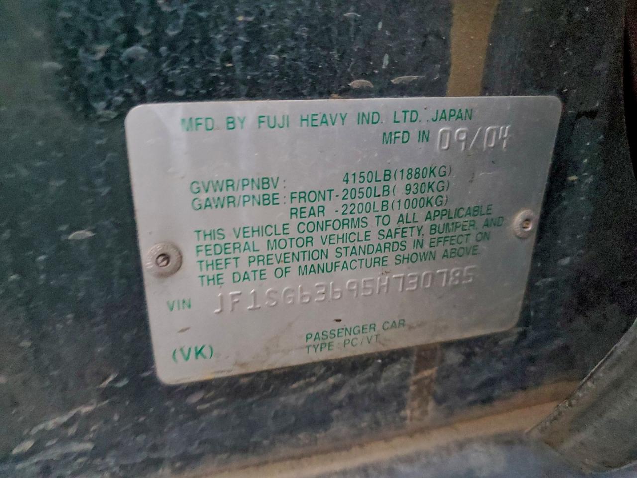 2005 Subaru Forester 2.5X VIN: JF1SG63695H730785 Lot: 95211465