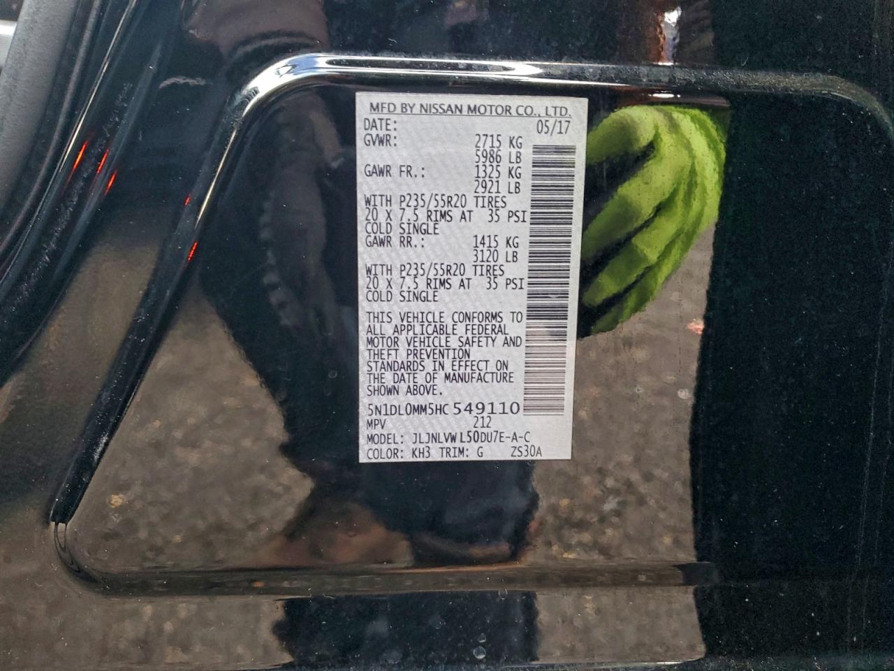 2017 Infiniti Qx60 VIN: 5N1DL0MM5HC549110 Lot: 97646485