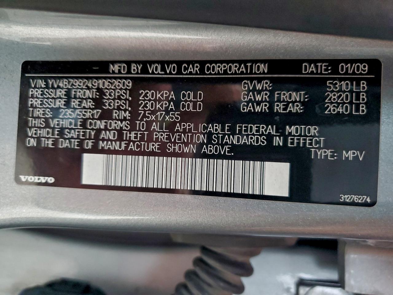 2009 Volvo Xc70 T6 VIN: YV4BZ992491062609 Lot: 94028385