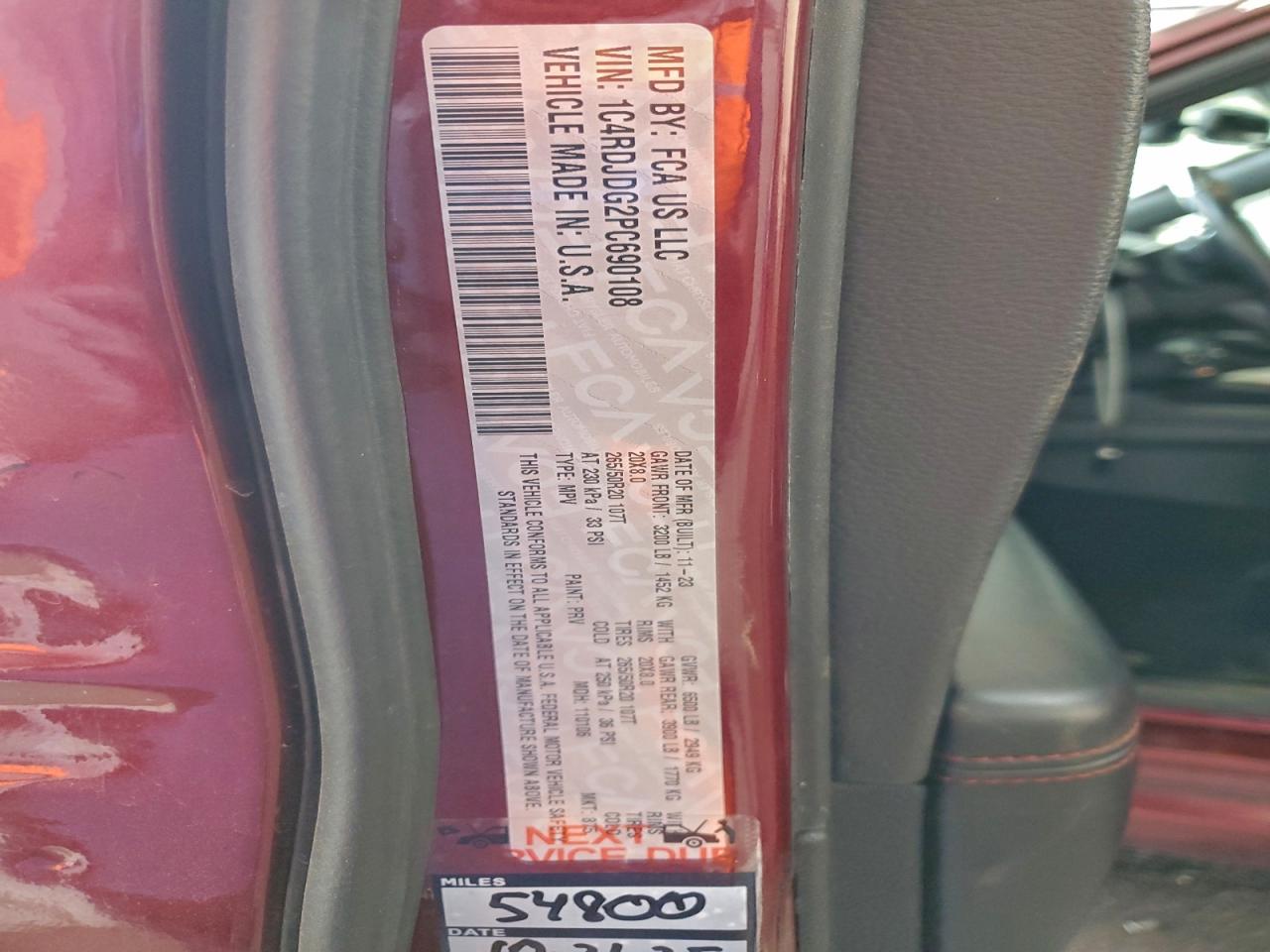 2023 Dodge Durango Gt VIN: 1C4RDJDG2PC690108 Lot: 95131825