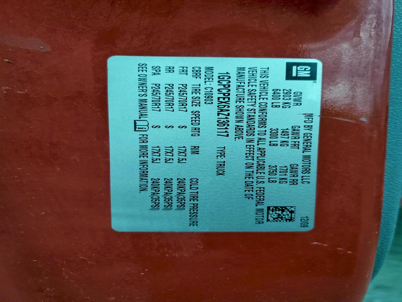 2010 Chevrolet Silverado C1500 VIN: 1GCPCPEX6AZ136117 Lot: 95201625