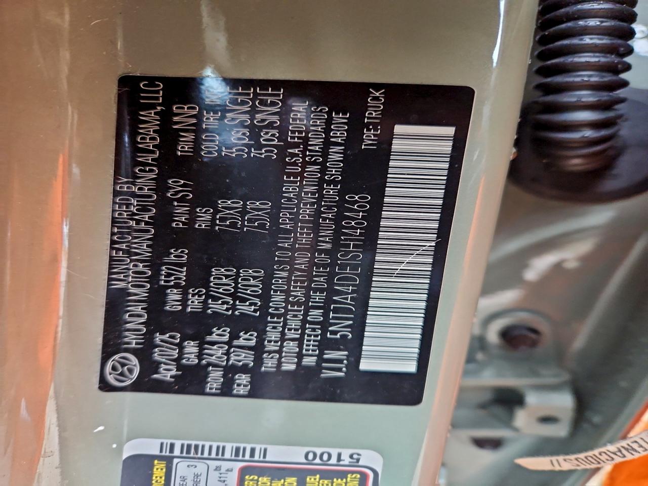 2025 Hyundai Santa Cruz Se VIN: 5NTJA4DE1SH148468 Lot: 94502105