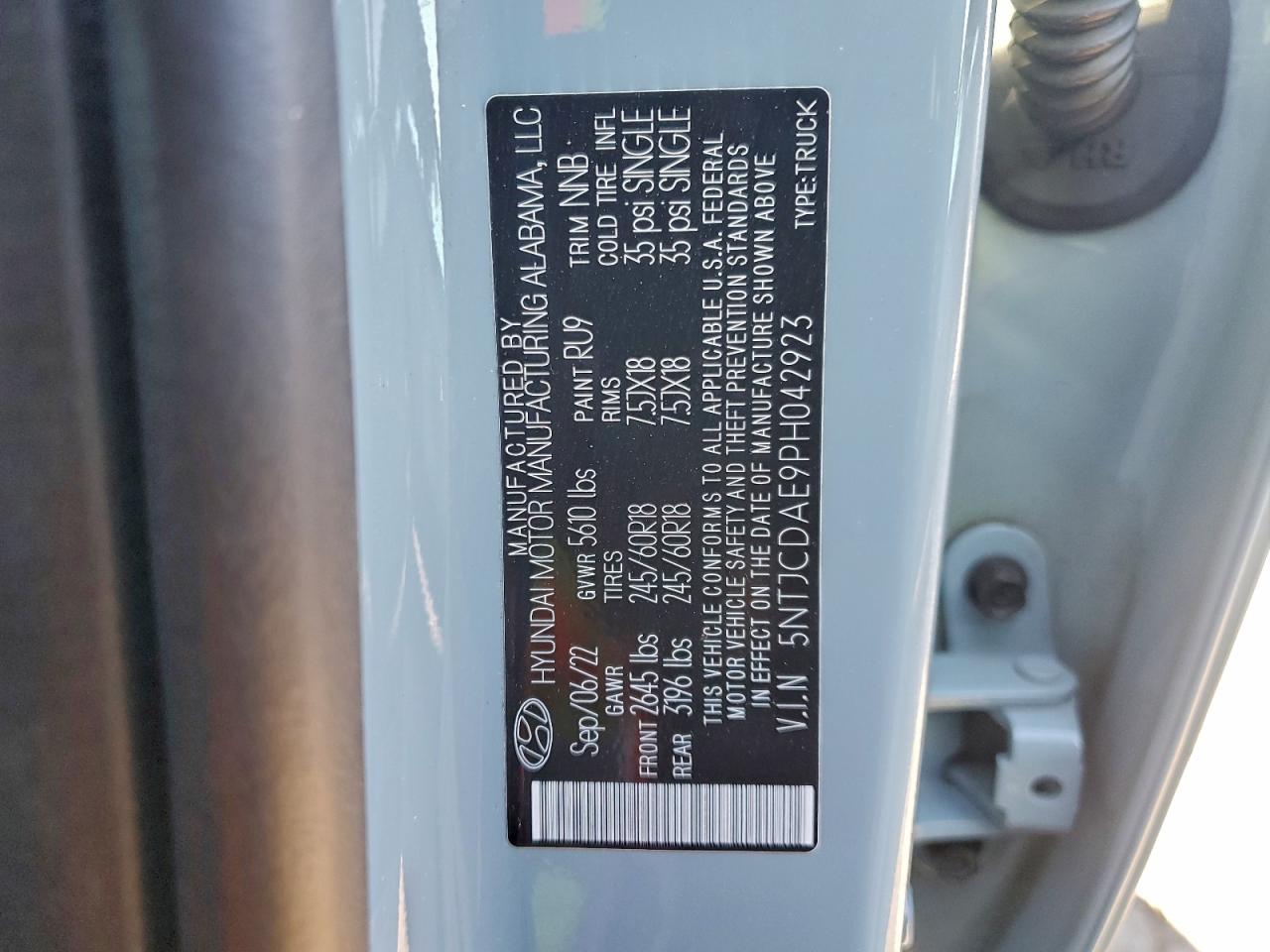 2023 Hyundai Santa Cruz Sel VIN: 5NTJCDAE9PH042923 Lot: 95126355