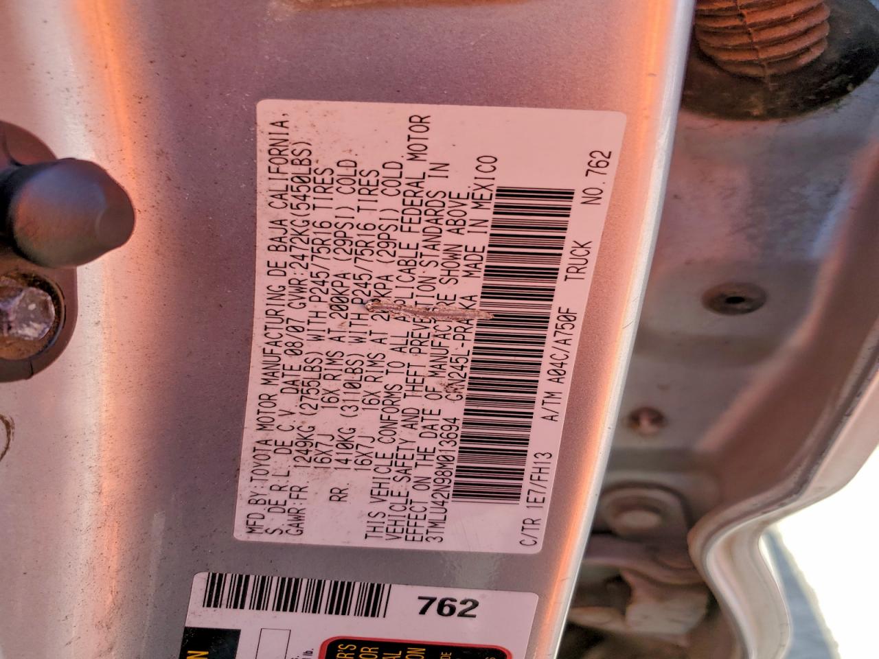 2008 Toyota Tacoma Double Cab VIN: 3TMLU42N98M013694 Lot: 96324175