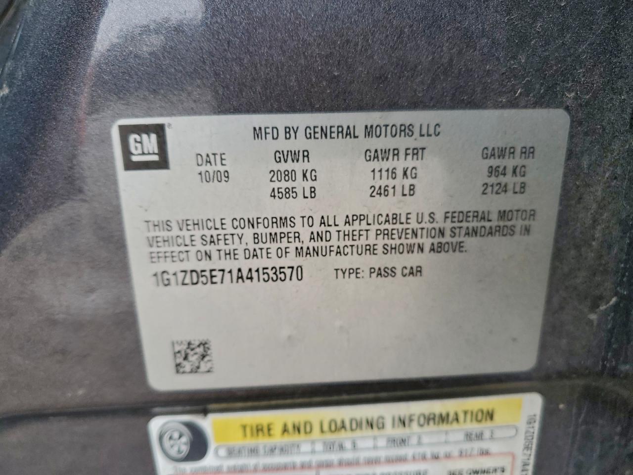 2010 Chevrolet Malibu 2Lt VIN: 1G1ZD5E71A4153570 Lot: 96159215