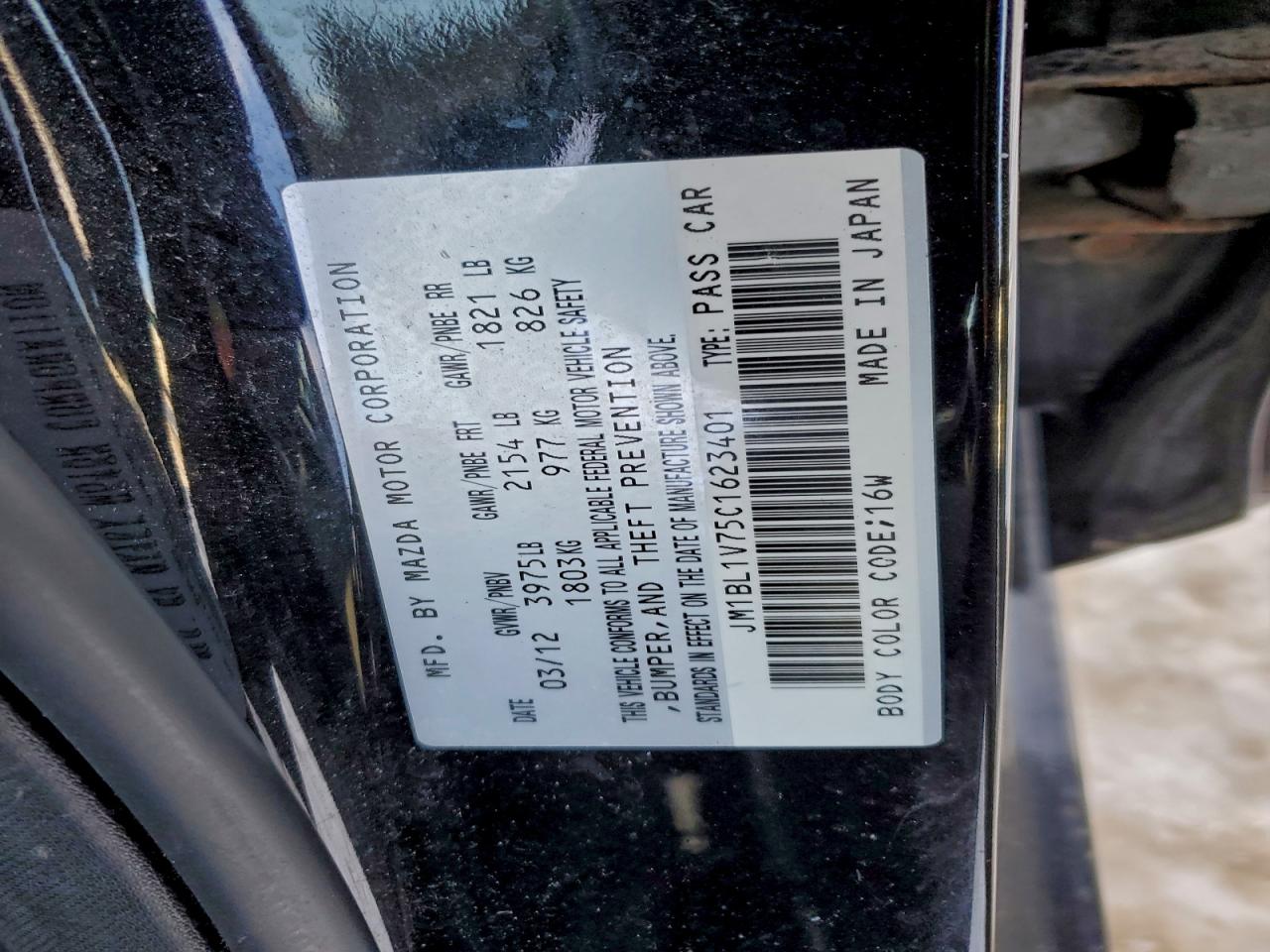 2012 Mazda 3 I VIN: JM1BL1V75C1623401 Lot: 95318115