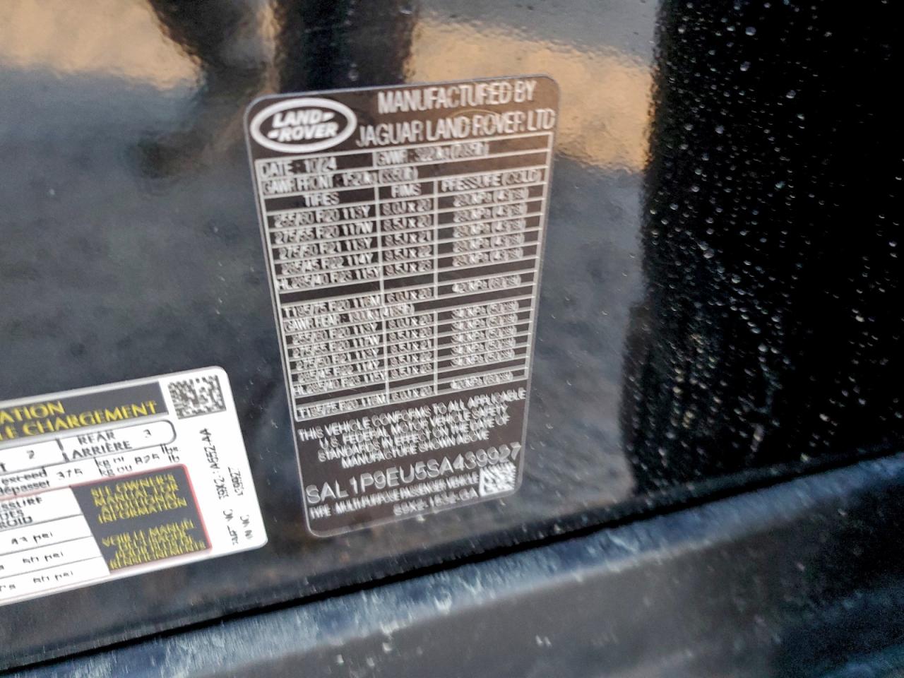 2025 Land Rover Range Rover Sport Se VIN: SAL1P9EU5SA439927 Lot: 92689375