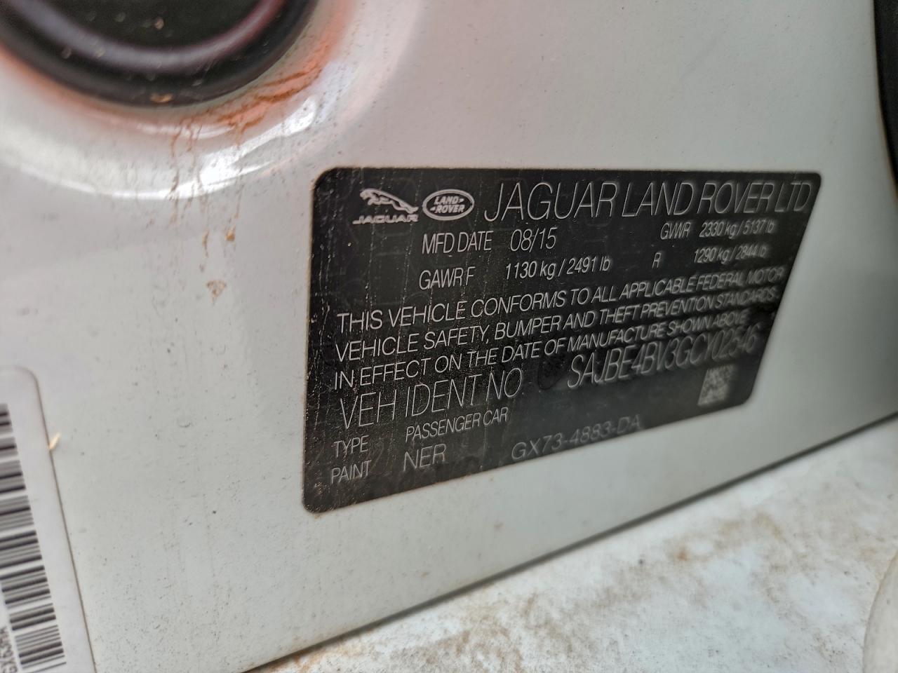 2016 Jaguar Xf Prestige VIN: SAJBE4BV3GCY02546 Lot: 97149285