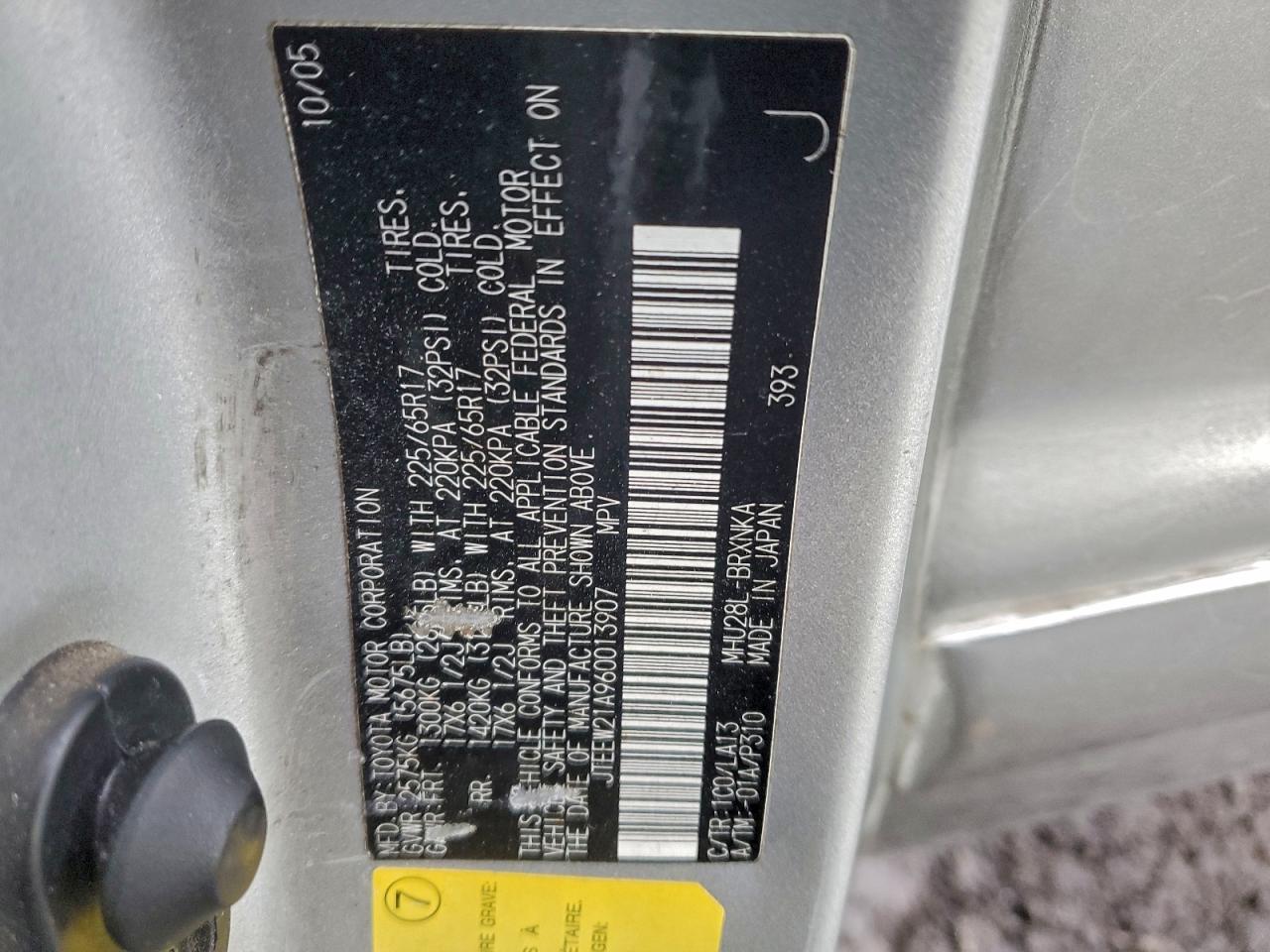 2006 Toyota Highlander Hybrid VIN: JTEEW21A960013907 Lot: 95404865