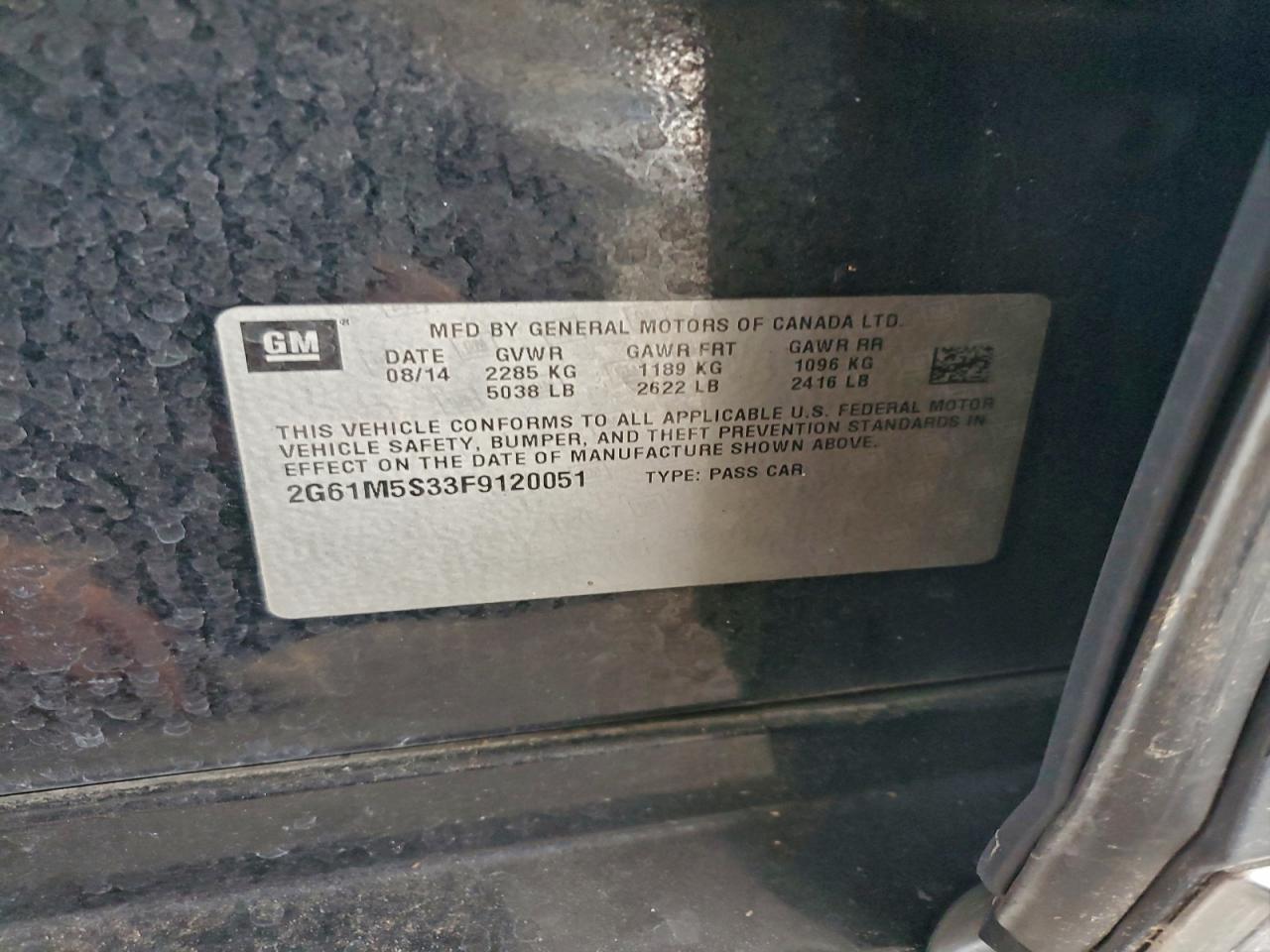 2015 Cadillac Xts Luxury Collection VIN: 2G61M5S33F9120051 Lot: 94888455