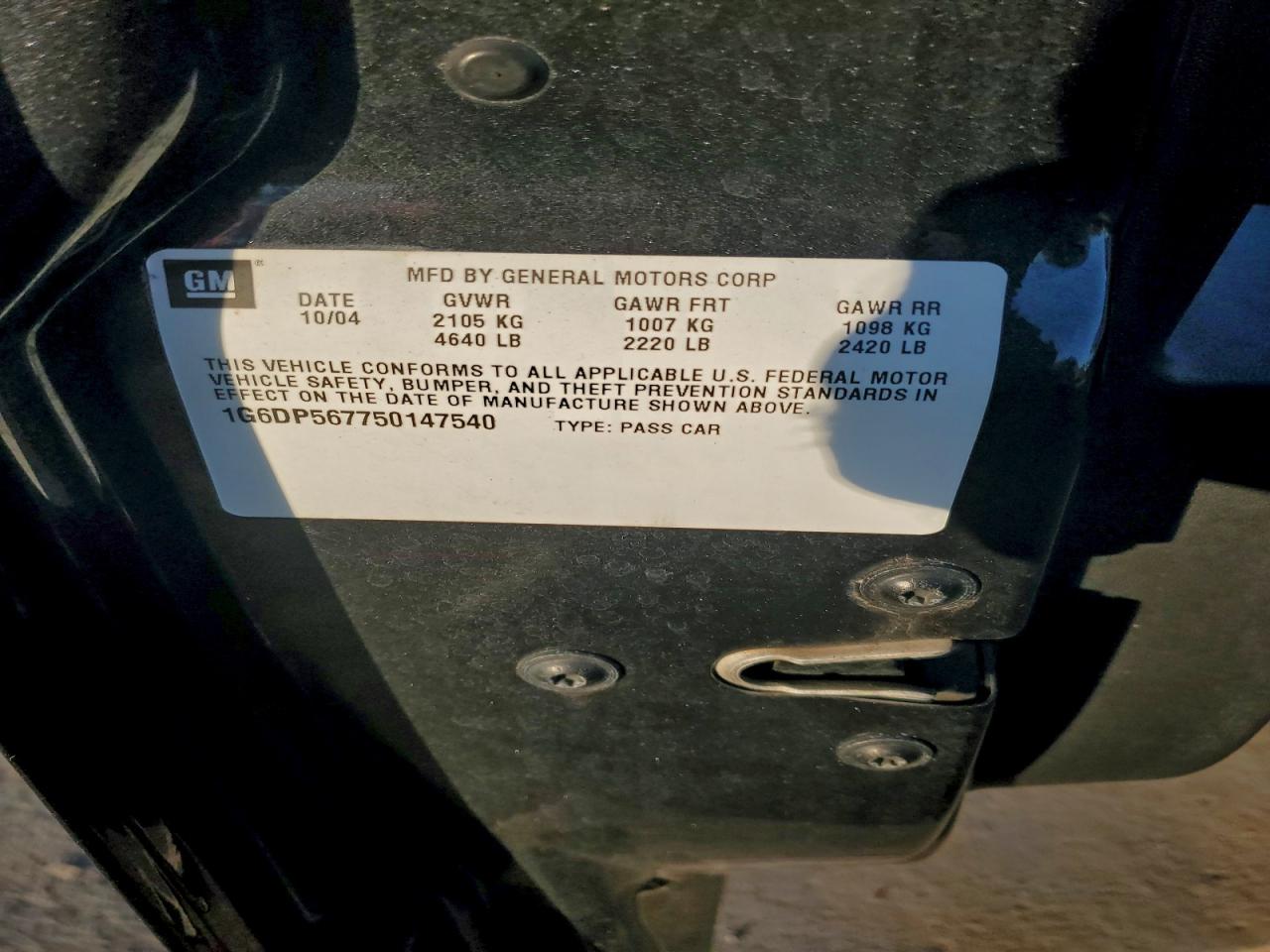 2005 Cadillac Cts Hi Feature V6 VIN: 1G6DP567750147540 Lot: 94340535