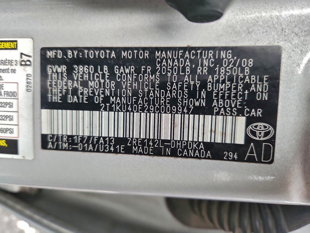 2009 Toyota Corolla Matrix VIN: 2T1KU40E29C009947 Lot: 95267735