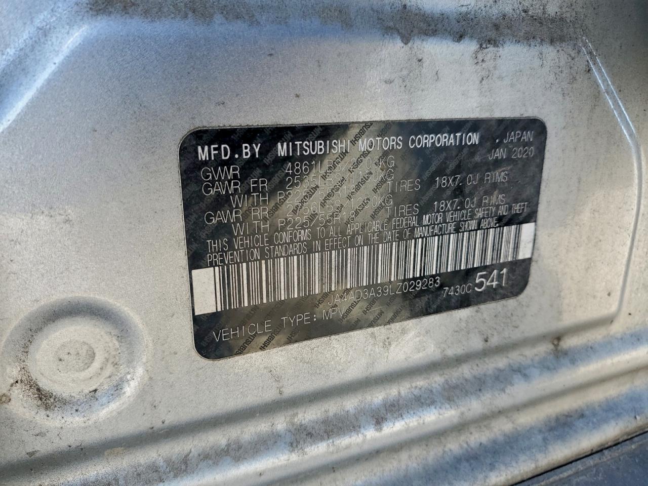 2020 Mitsubishi Outlander Se VIN: JA4AD3A39LZ029283 Lot: 96973315