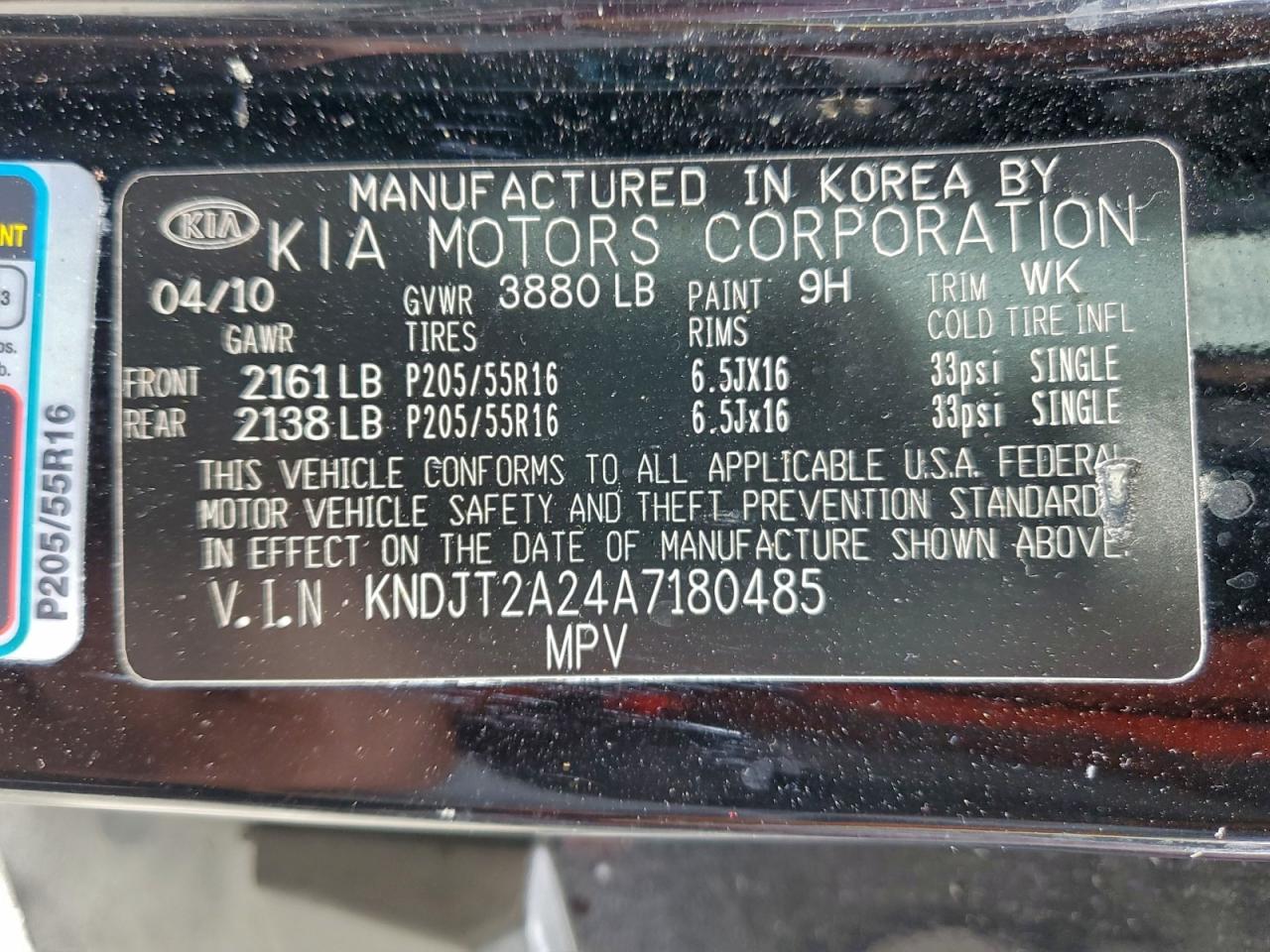 2010 Kia Soul + VIN: KNDJT2A24A7180485 Lot: 96845135