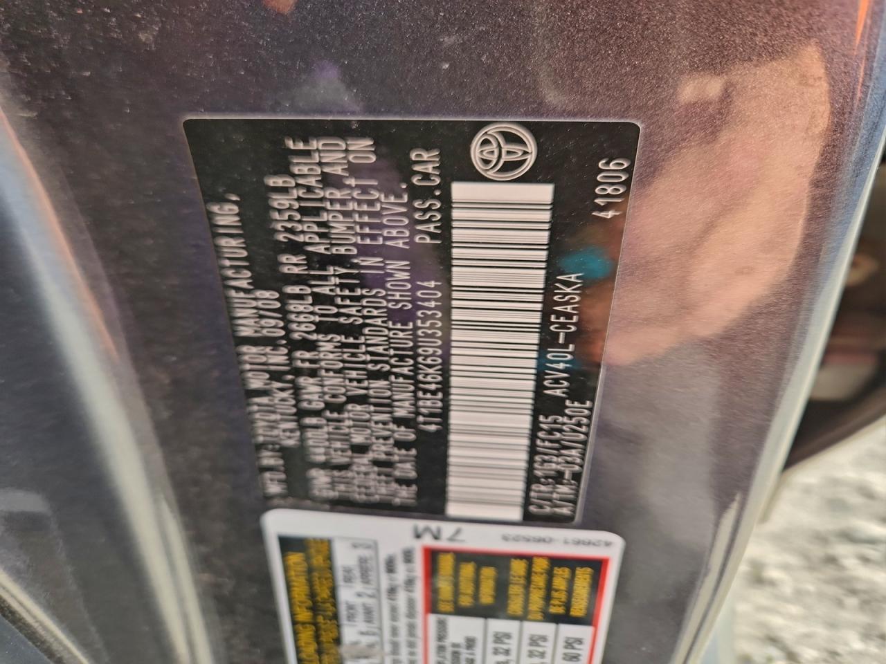 2009 Toyota Camry Base VIN: 4T1BE46K69U353404 Lot: 95794295