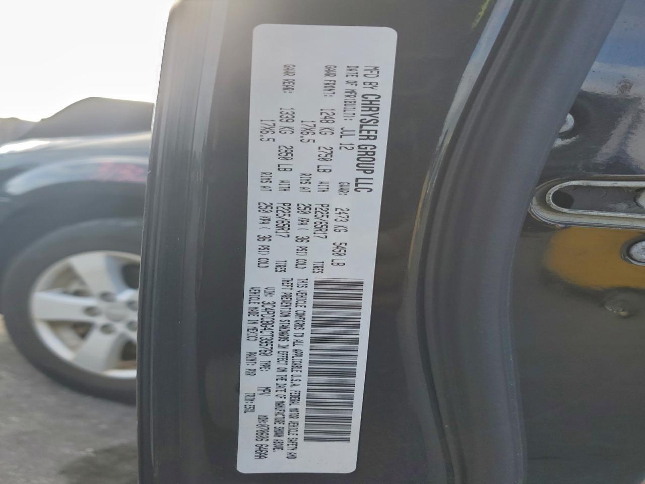 2012 Dodge Journey Sxt VIN: 3C4PDCBG4CT395760 Lot: 95829845