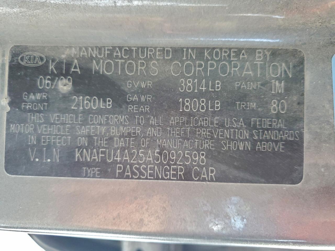 2010 Kia Forte Ex VIN: KNAFU4A25A5092598 Lot: 96377905