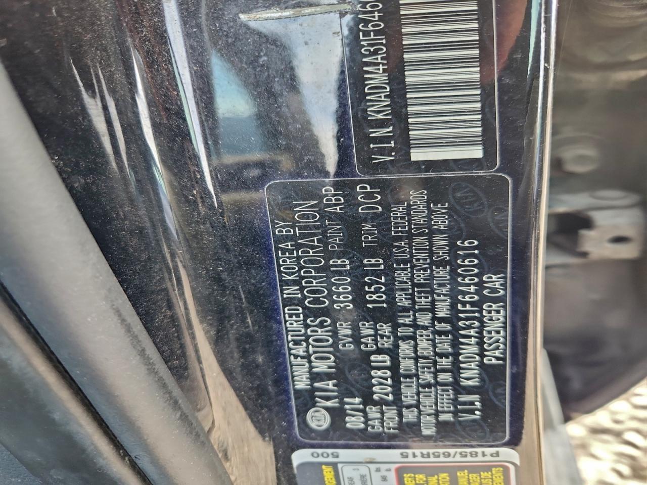 2015 Kia Rio Lx VIN: KNADM4A31F6460616 Lot: 96001105