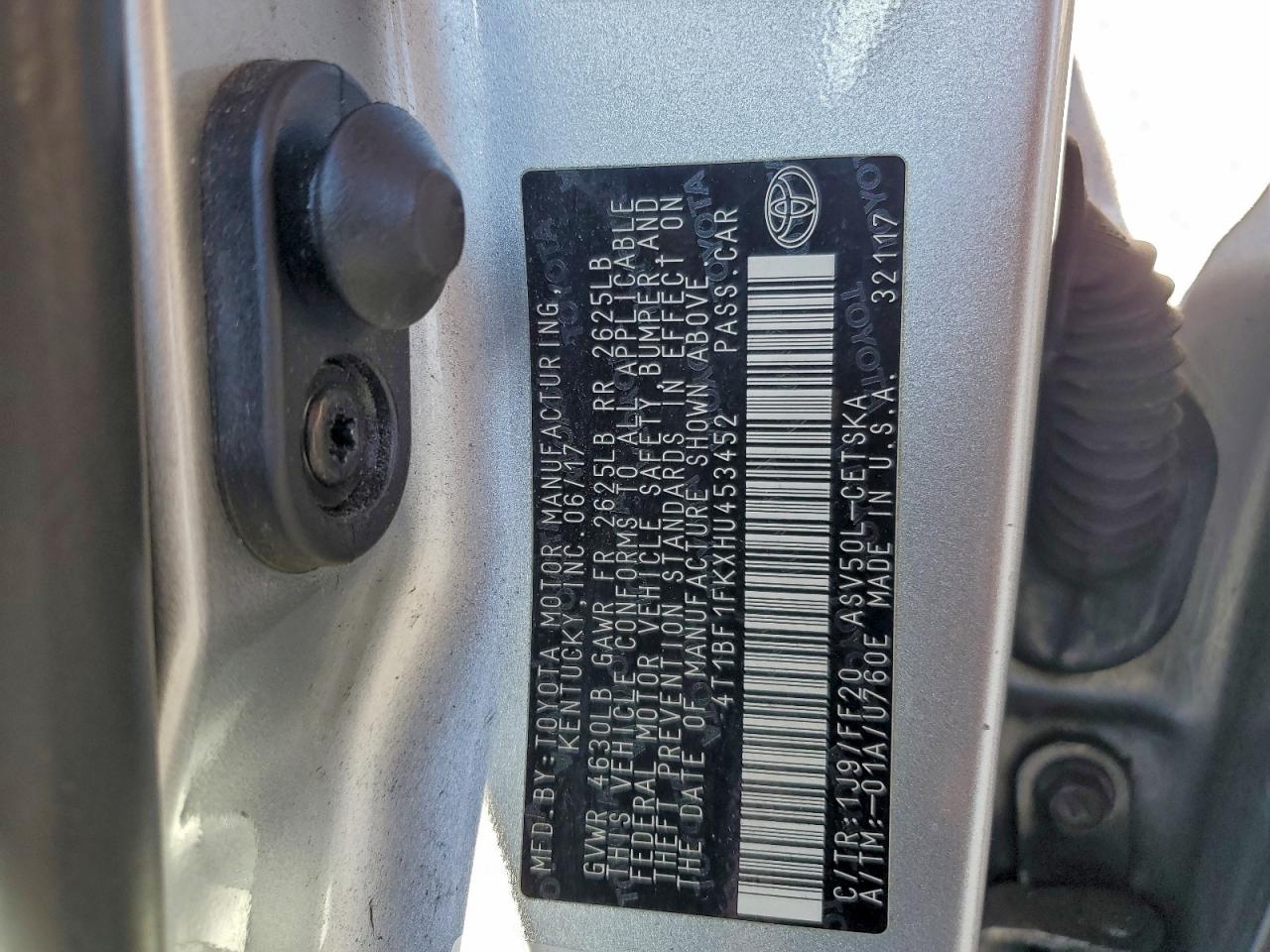 2017 Toyota Camry Le VIN: 4T1BF1FKXHU453452 Lot: 95110045