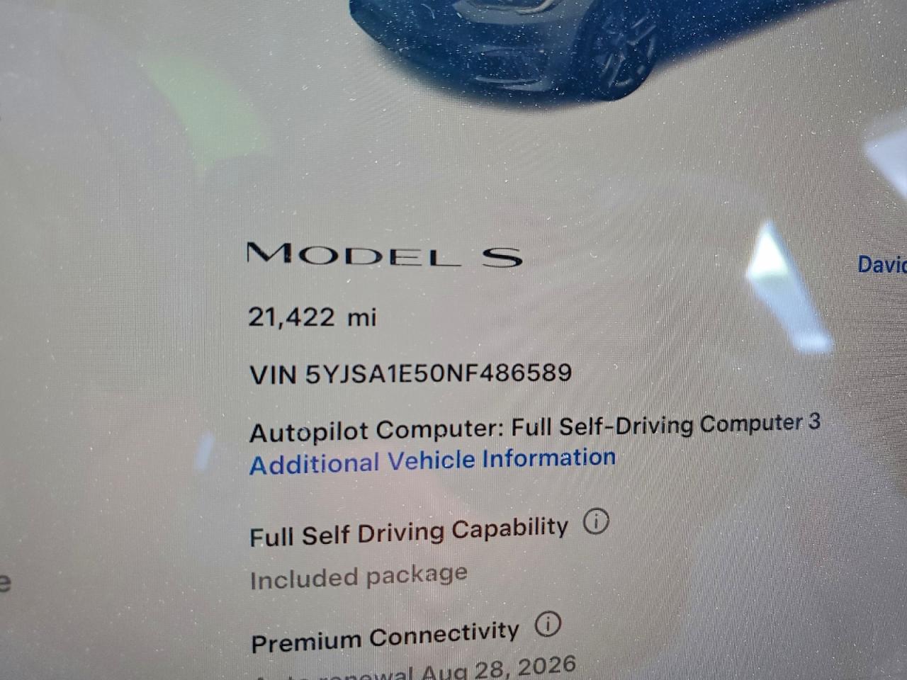 2022 Tesla Model S VIN: 5YJSA1E50NF486589 Lot: 85444995