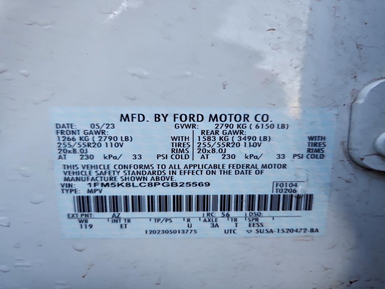 2023 Ford Explorer King Ranch VIN: 1FM5K8LC8PGB25569 Lot: 94931965