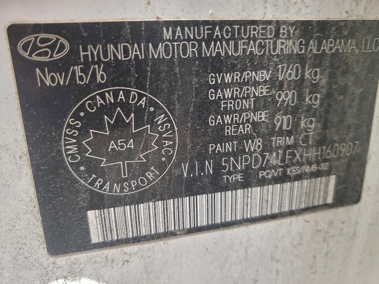 2017 Hyundai Elantra Se VIN: 5NPD74LFXHH160907 Lot: 96037865