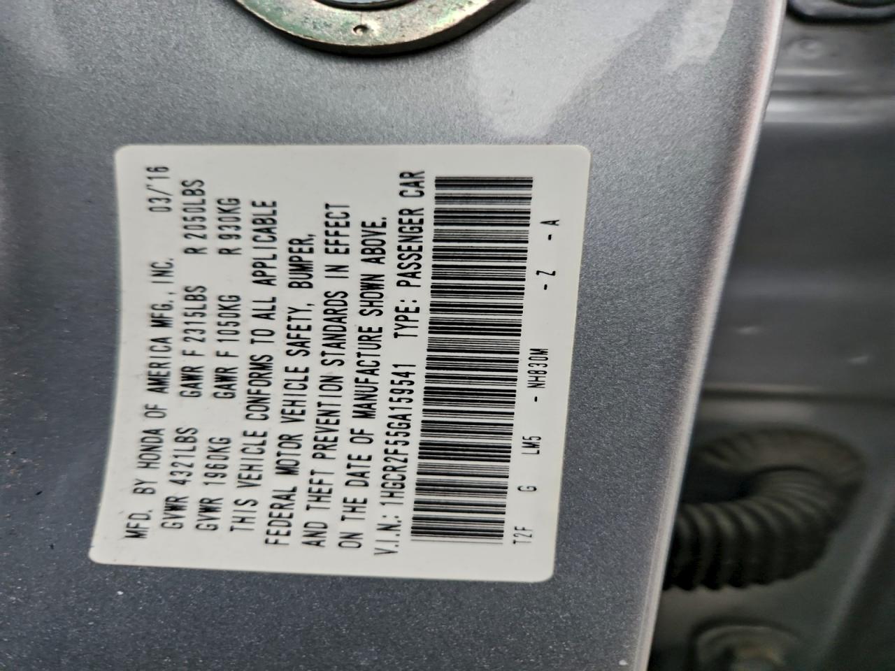 2016 Honda Accord Sport VIN: 1HGCR2F55GA159541 Lot: 97166935