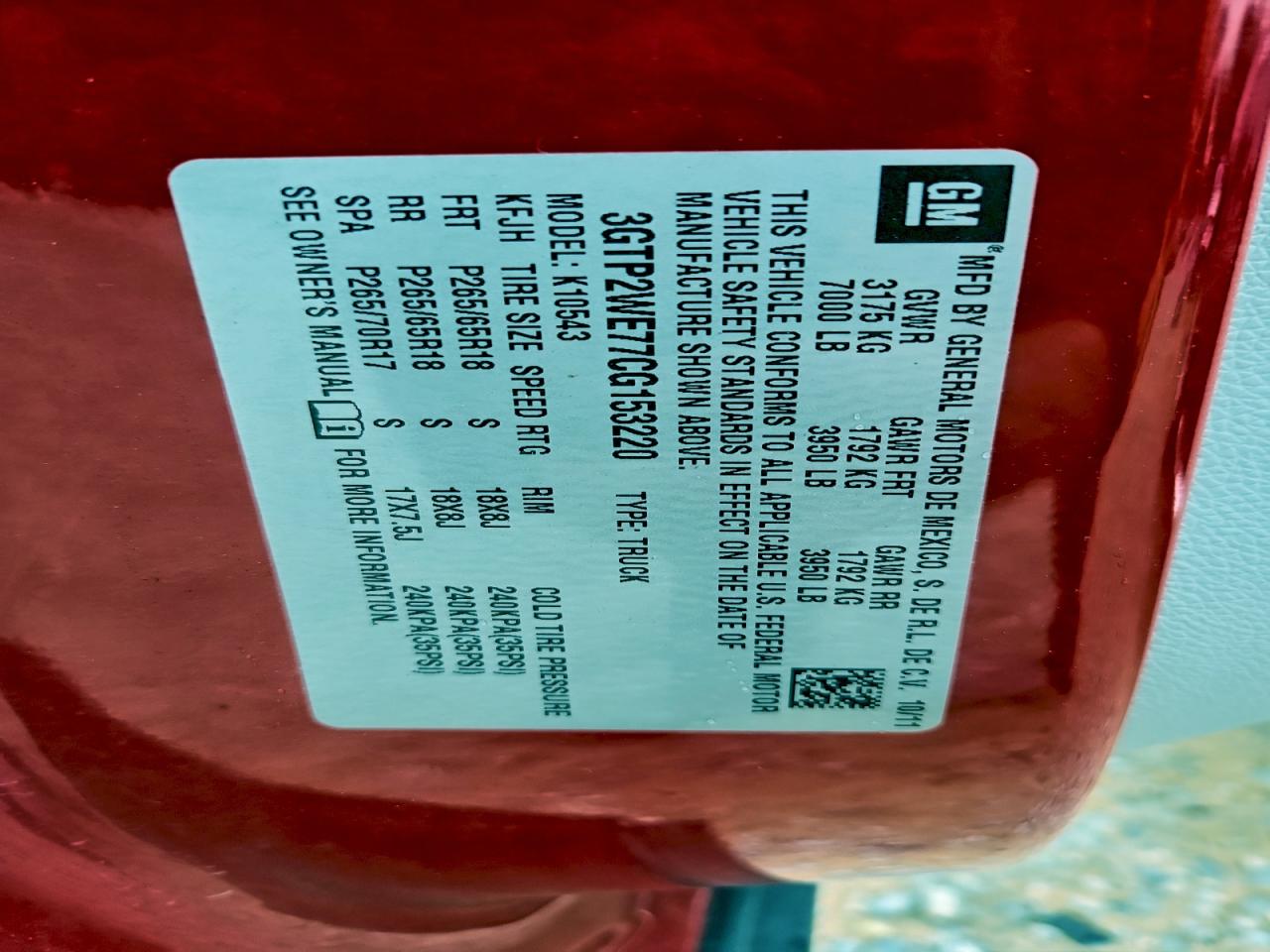 2012 GMC Sierra K1500 Slt VIN: 3GTP2WE77CG153220 Lot: 94909085