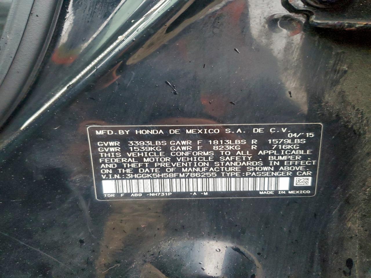 2015 Honda Fit Lx VIN: 3HGGK5H58FM786255 Lot: 96490155