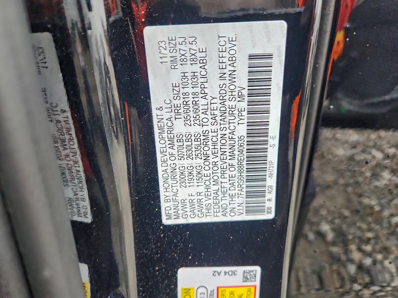 2024 Honda Cr-V Sport-L VIN: 7FARS6H88RE040635 Lot: 94992485