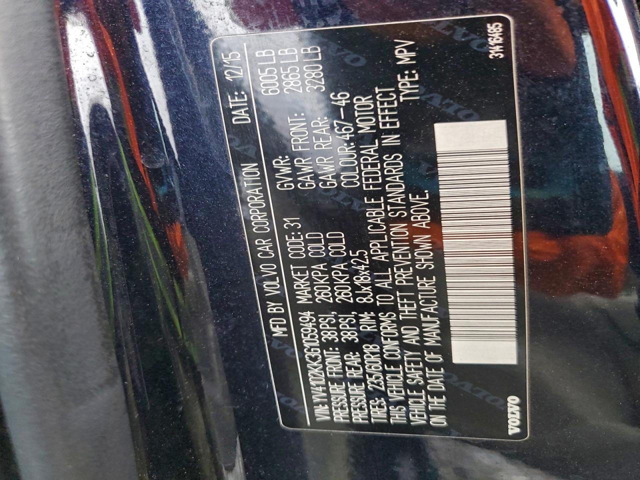 2016 Volvo Xc90 T5 VIN: YV4102KK3G1059494 Lot: 95174325