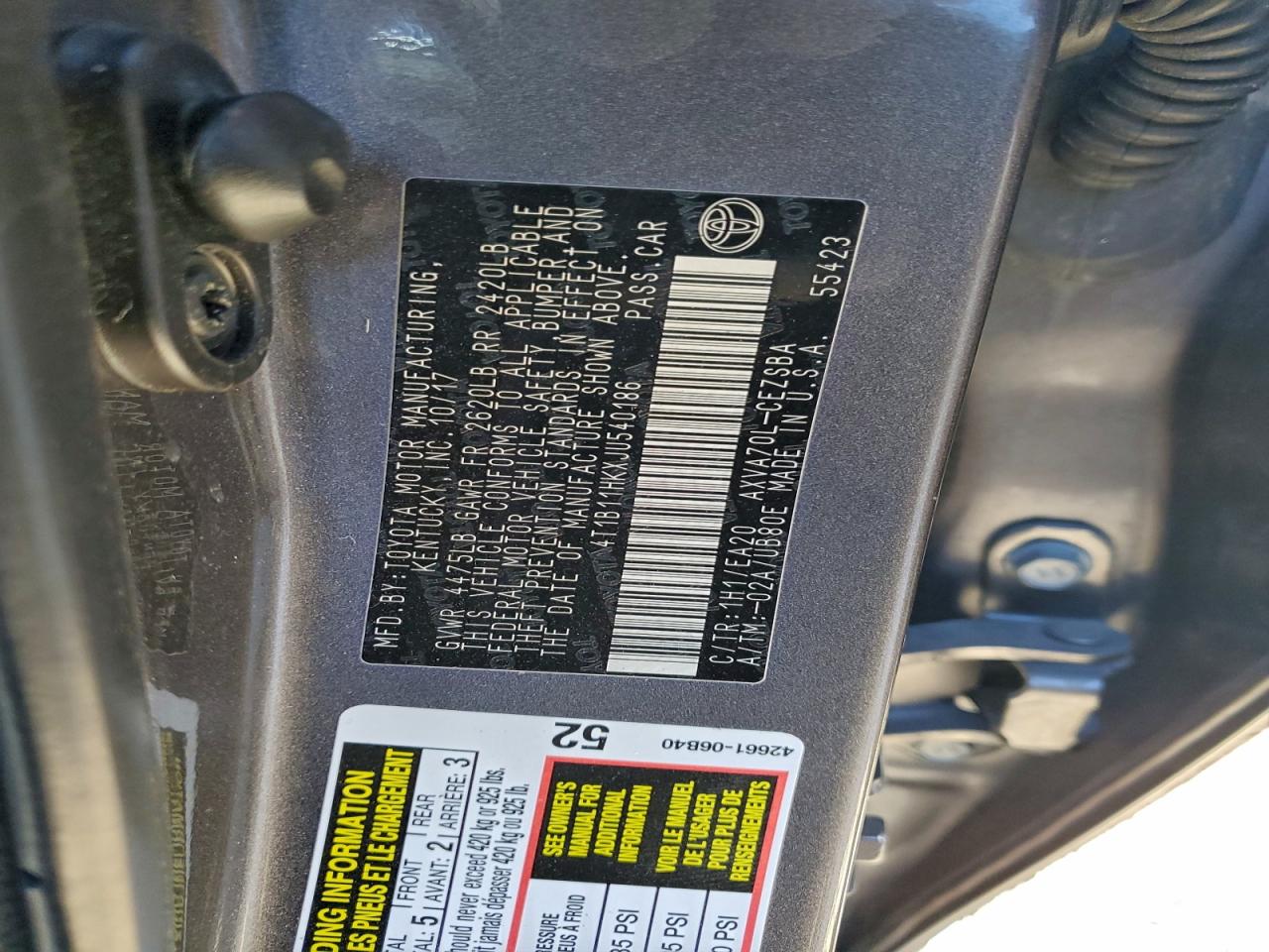 2018 Toyota Camry L VIN: 4T1B11HKXJU540186 Lot: 94813775