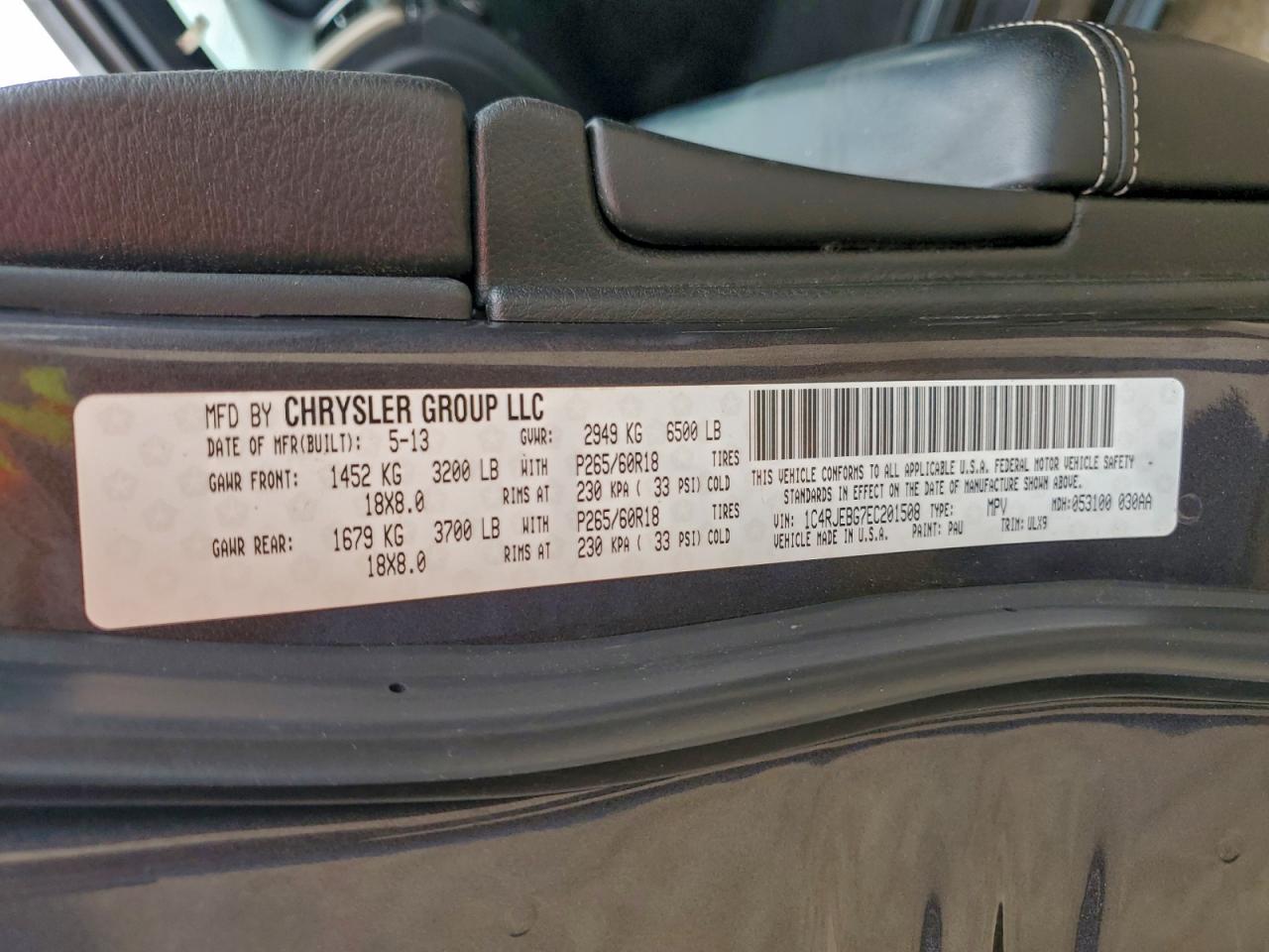 2014 Jeep Grand Cherokee Limited VIN: 1C4RJEBG7EC201508 Lot: 95327355