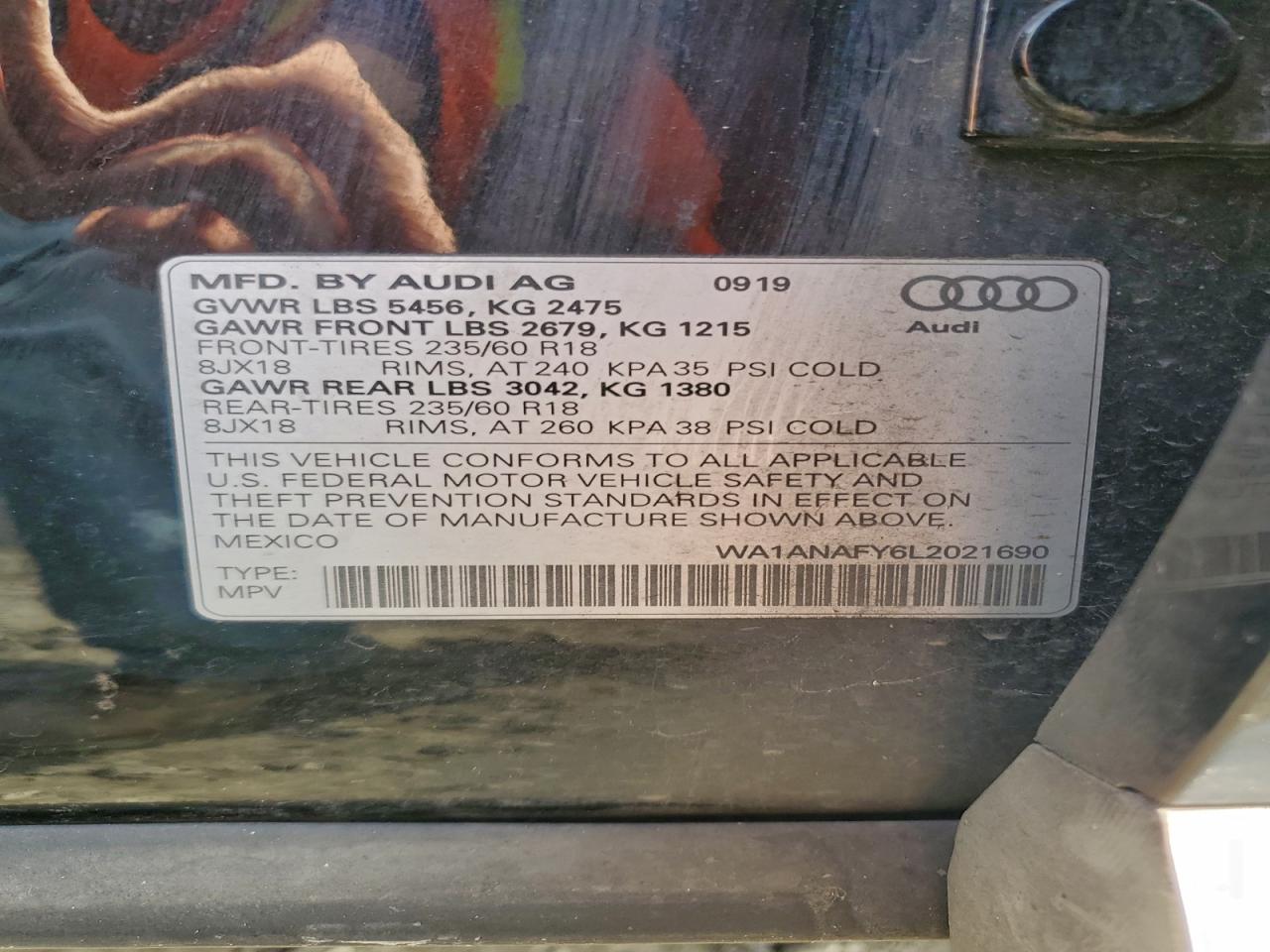 2020 Audi Q5 Premium VIN: WA1ANAFY6L2021690 Lot: 94987095