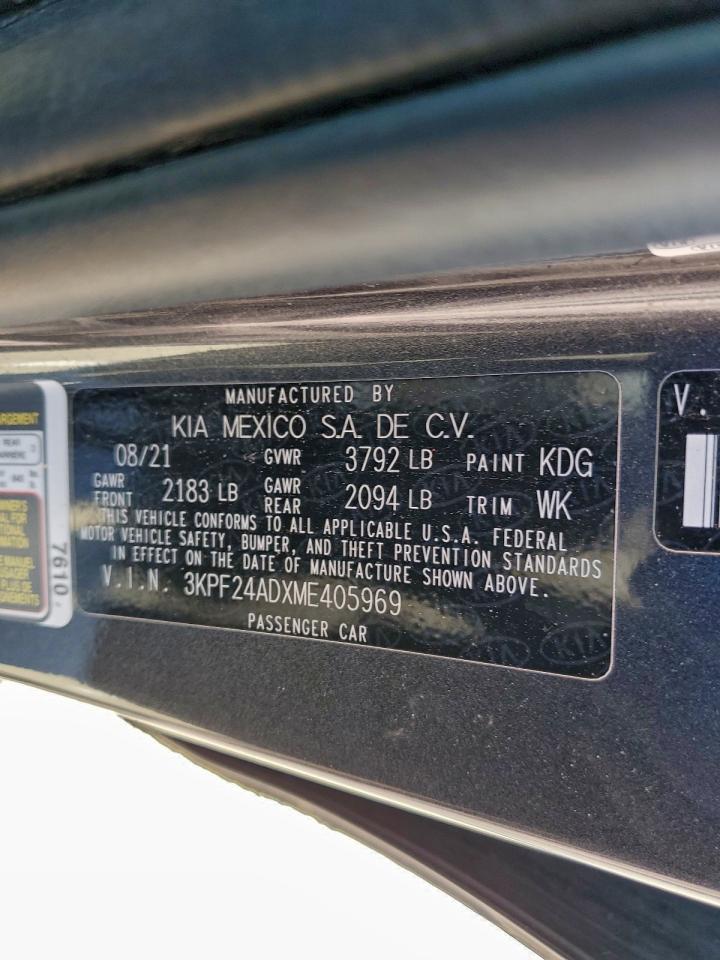 2021 Kia Forte Fe VIN: 3KPF24ADXME405969 Lot: 94555735