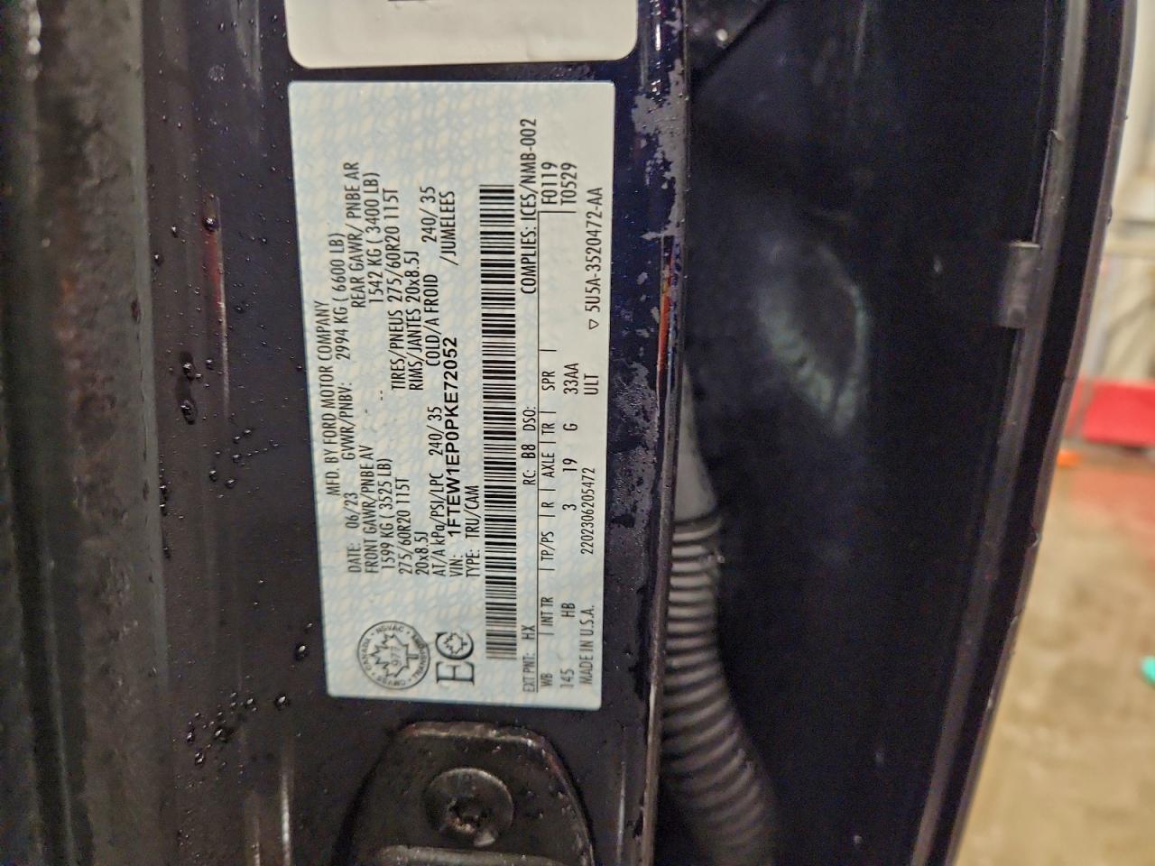 2023 Ford F150 Supercrew VIN: 1FTEW1EP0PKE72052 Lot: 94718255