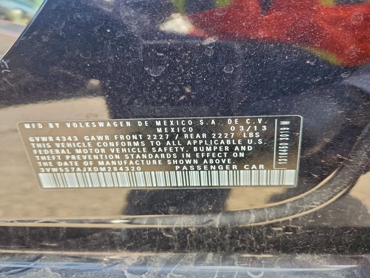 2013 Volkswagen Jetta Gli VIN: 3VW5S7AJXDM284320 Lot: 96456175