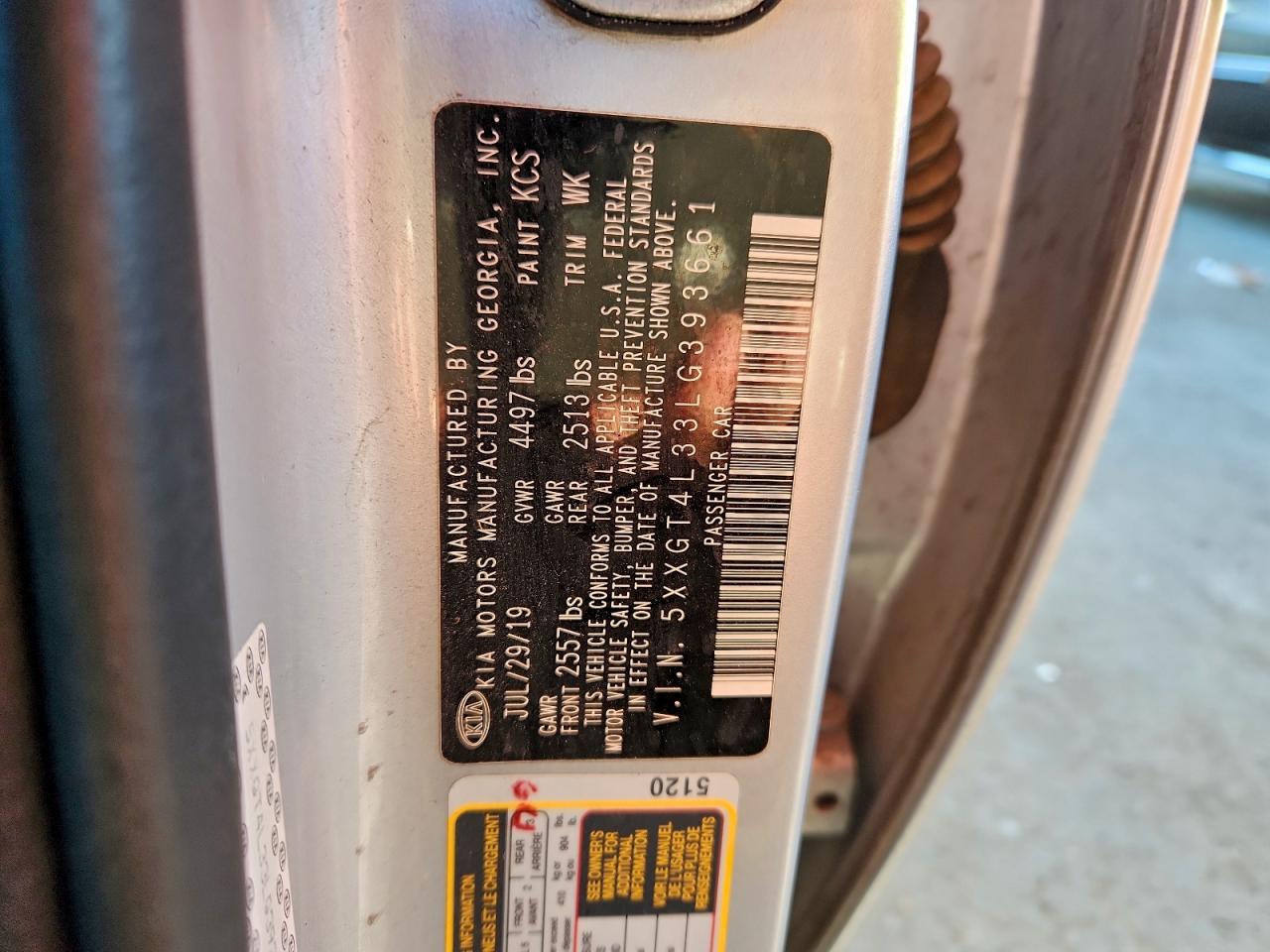 2020 Kia Optima Lx VIN: 5XXGT4L33LG393661 Lot: 97205465