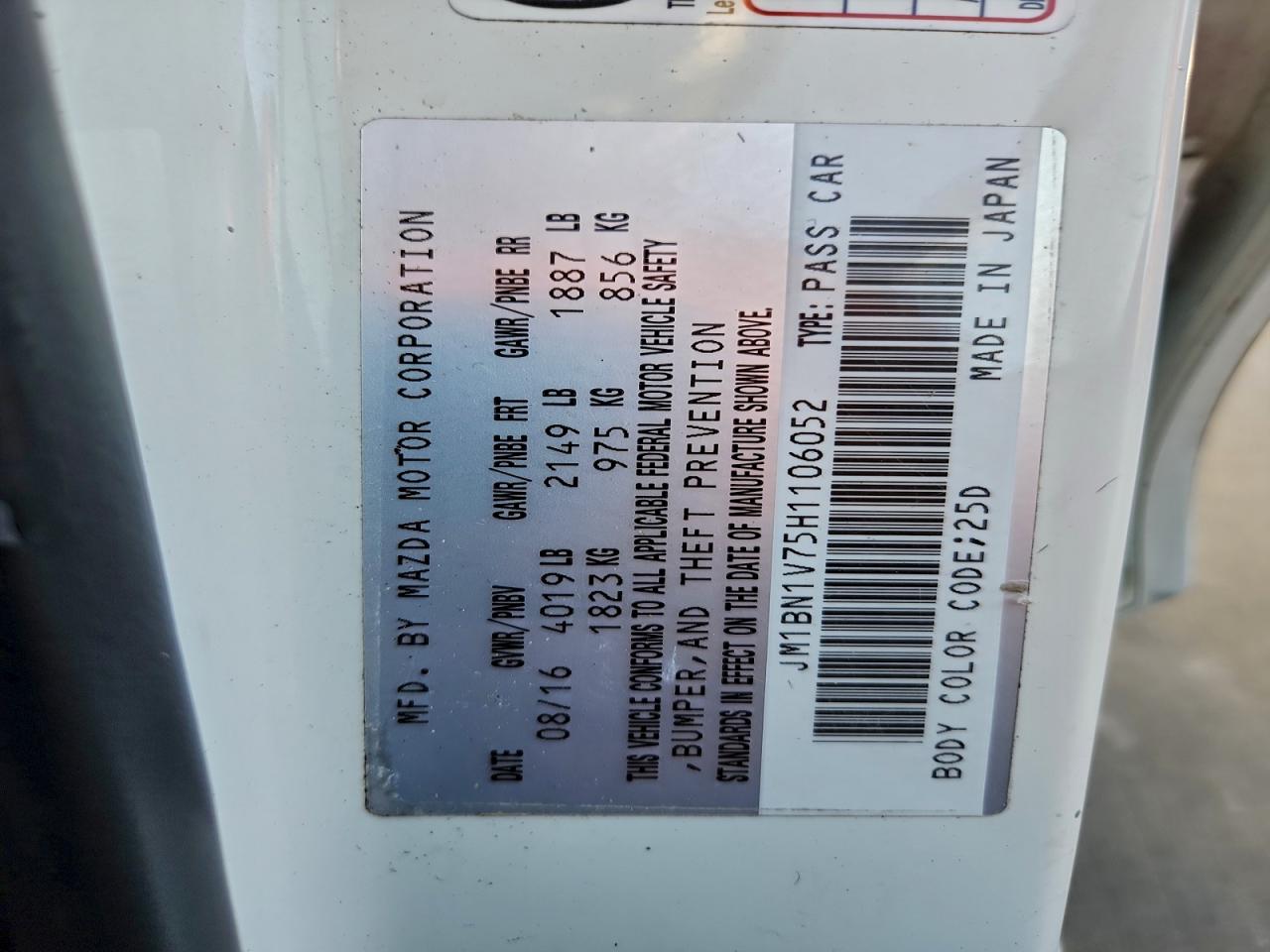 2017 Mazda 3 Touring VIN: JM1BN1V75H1106052 Lot: 96589555