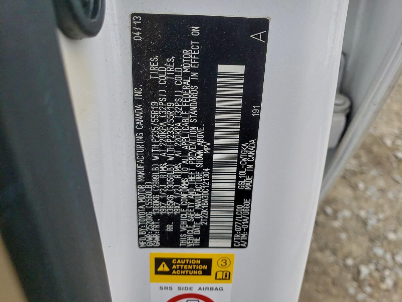 2013 Lexus Rx 350 VIN: 2T2ZK1BA3DC121304 Lot: 96752955