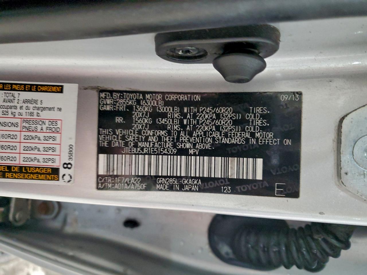 2014 Toyota 4Runner Sr5 VIN: JTEBU5JR1E5154309 Lot: 95984485