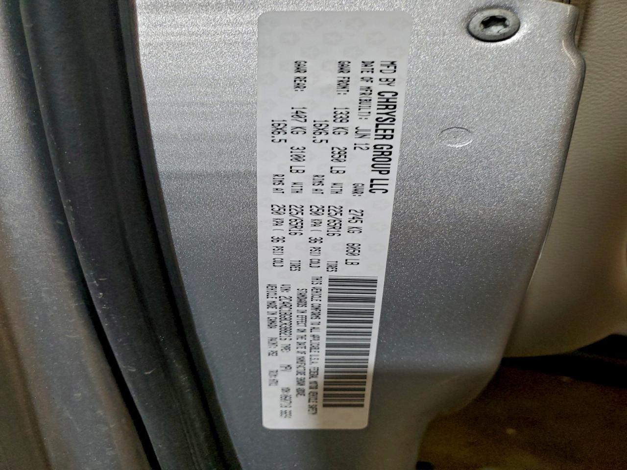 2012 Chrysler Town & Country Touring VIN: 2C4RC1BG8CR388216 Lot: 93392215